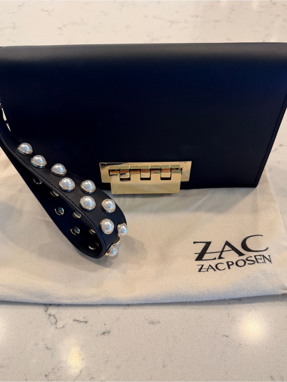 Zac Posen Earthette Pearl Lady Leather Wristlet Clutch